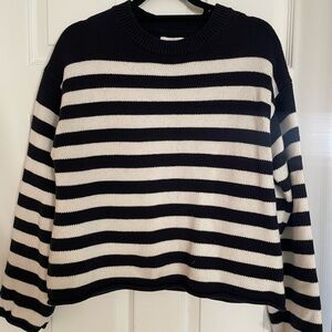 Velvet by Graham & Spencer Striped Sweater in Black and Cream